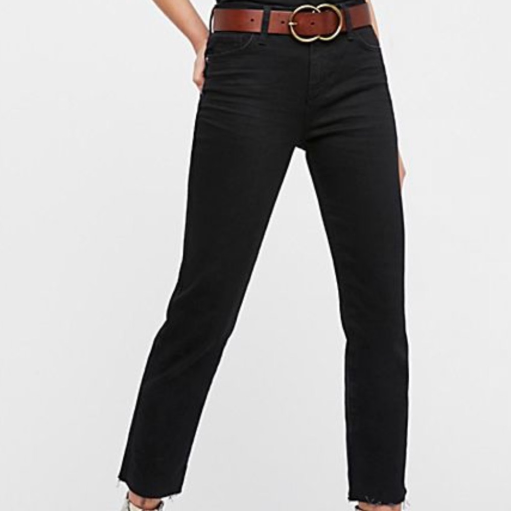 free people clean girlfriend jean in black